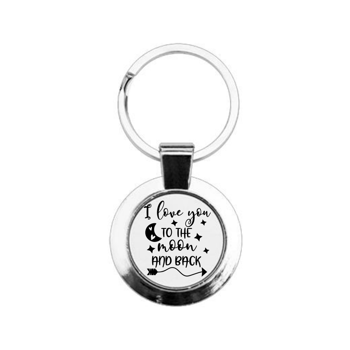 I Love You To The Moon And Back Round Keyring, Moon & Back Keyri